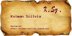 Kolman Szilvia névjegykártya